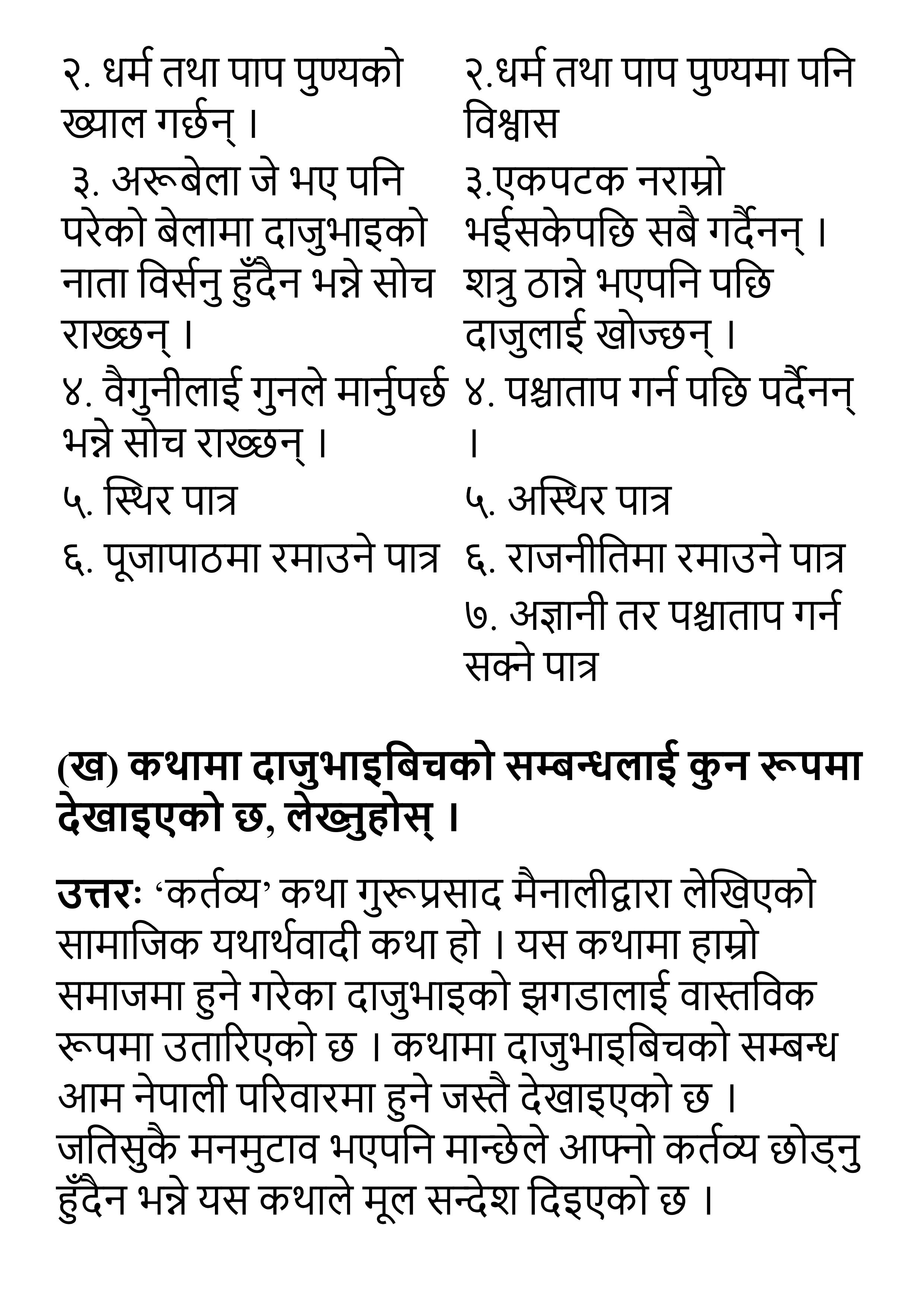 Kartabya Exercise - Class 10 Nepali Unit 11